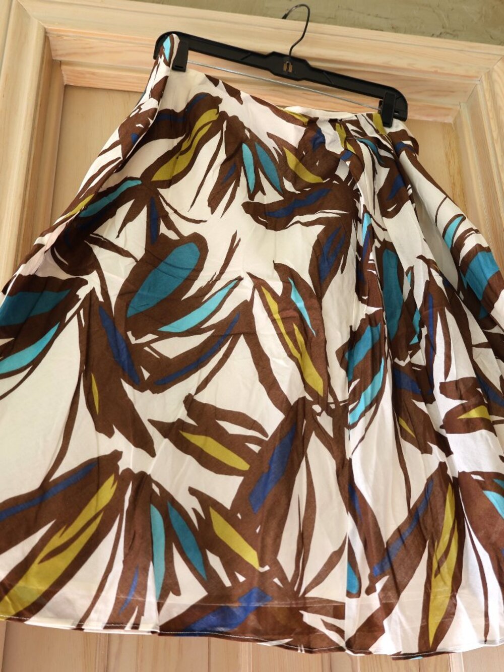 NWT Nine West A-Line Cotton Skirt Size 20W Lined Blue/Brown MSRP $89